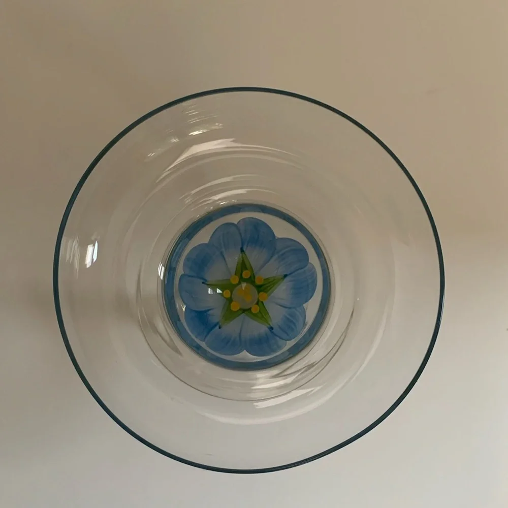 Margarita Glasses Hand-Painted Floral Design Vintage | Set of 2